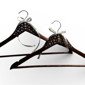 Elegant Brown Hangers with Pearl Accents